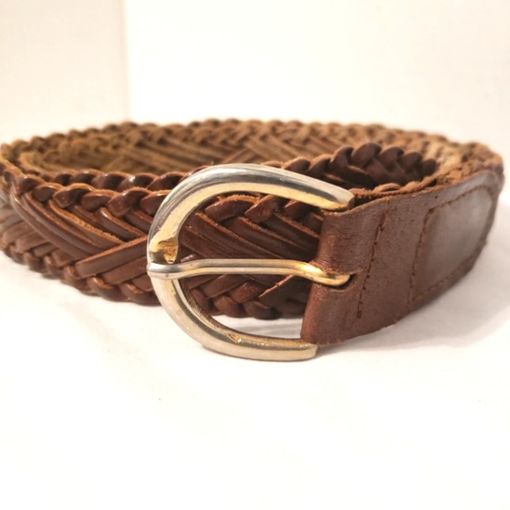 Kim Rogers 100% Leather Brown Braided Belt Size M
